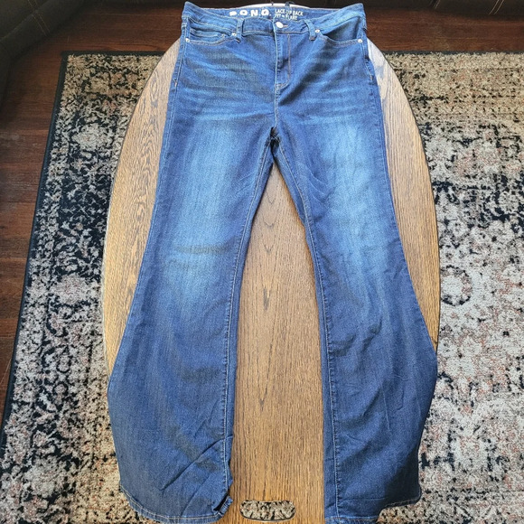 SONG Lace Up Back Fit N Flare Dark Wash Jeans Size Junior's 15 32 Waist - Picture 1 of 11